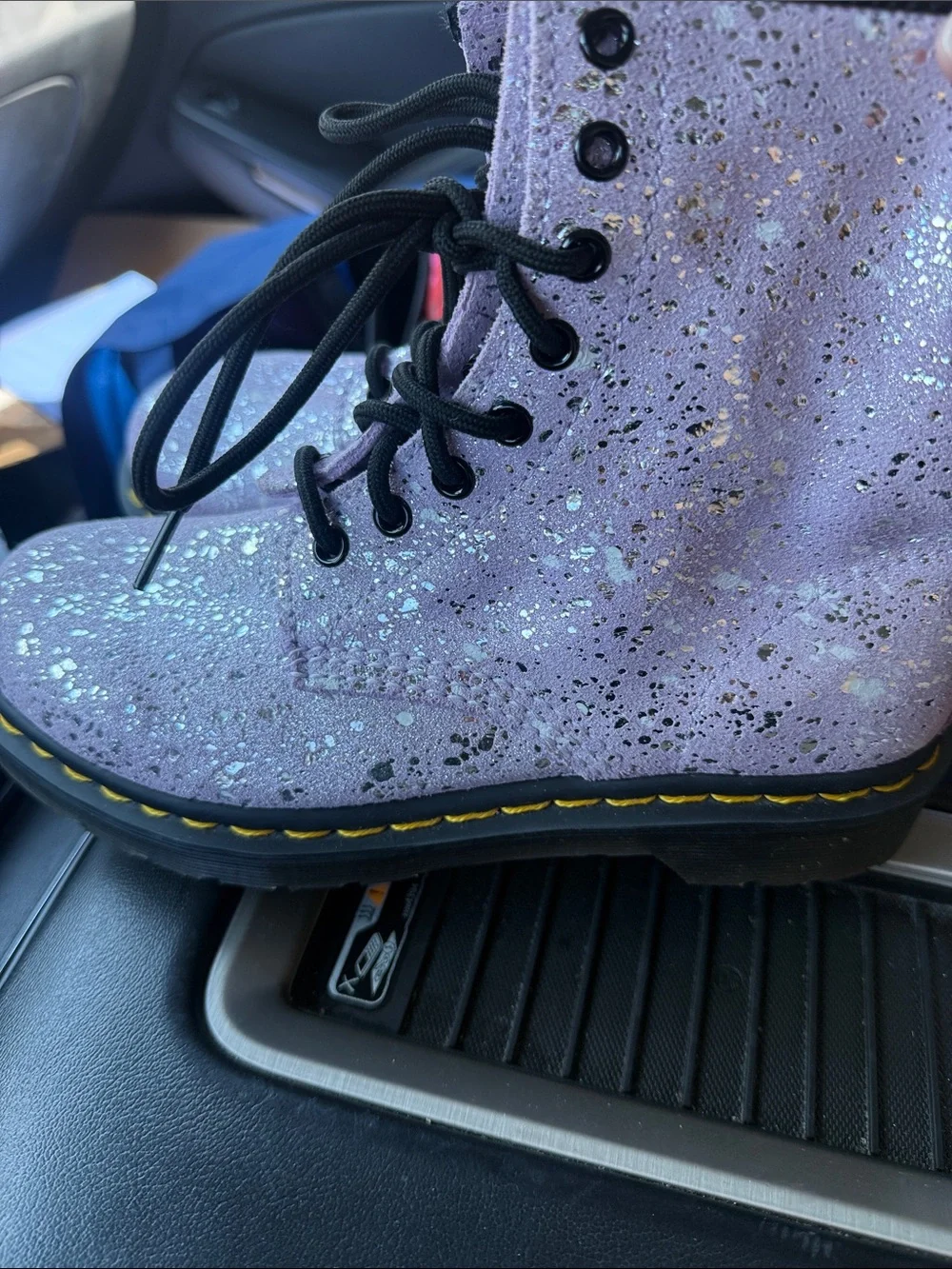 Dr. Martens Lilac Glitter Lace-Up Boots with Black Laces